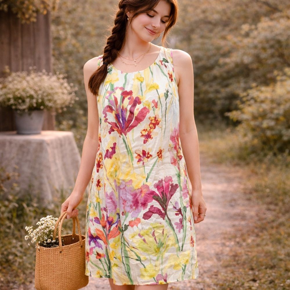 Calvin Klein Womens Multicolor Floral Sleeveless Back‎ Zip Sheath Dress SZ 14
